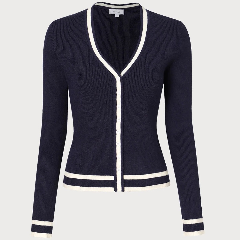 Rihoas v neck ribbed knit cardigan sweater S NWT